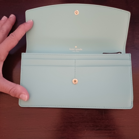 Kate Spade Blue/Mint Leather Wallet - Picture 3 of 9
